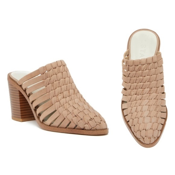 1. State Licha Leather Beige Brown Heeled Mules - Picture 5 of 7